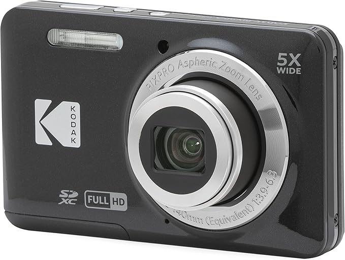 Kodak PIXPRO FZ55 Digital Camera - 16MP, 5X Optical Zoom, 1080P HD Video, Vlogging Camera, Black