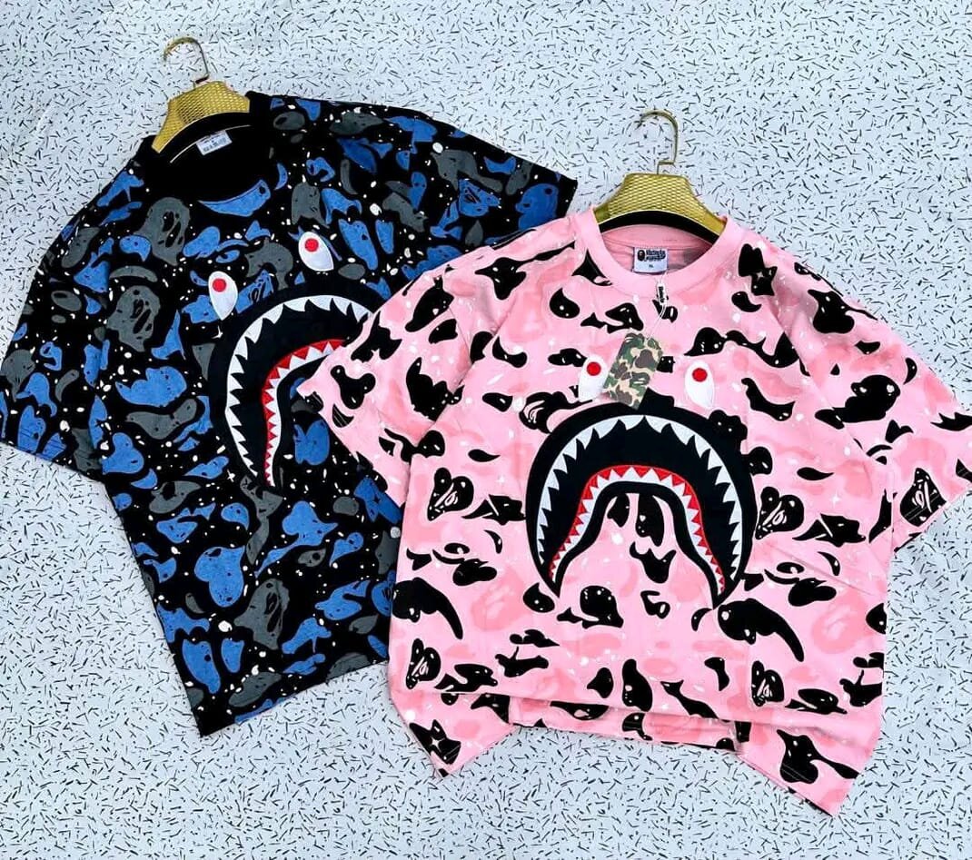 BAPE Shark Graphic Tees (Blue & Pink)